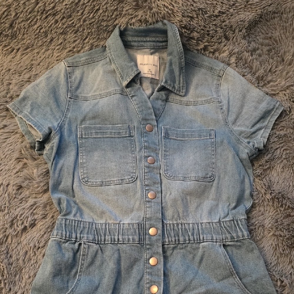 Celebrity Pink Denim Jumpsuit - Blue - Picture 2 of 8